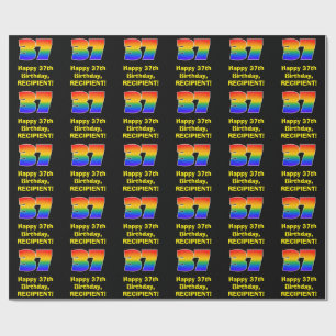 Papier Cadeau 37e anniversaire : Amusant, coloré arc-en-ciel ins