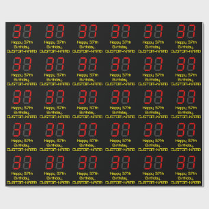 Papier Cadeau 37ème anniversaire : Rouge Digital Clock Style "37