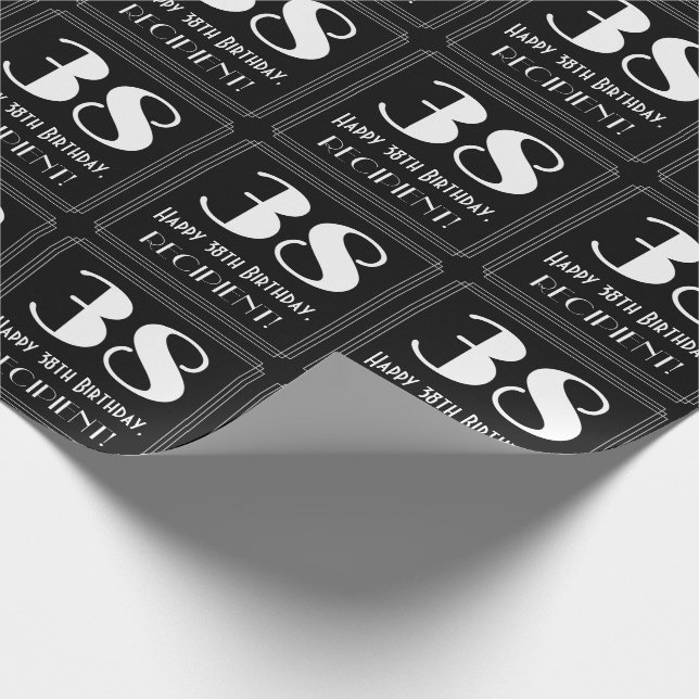 Papier Cadeau 38e anniversaire - Art Déco Inspiré Look "38", Nom (Coin)