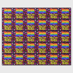 Papier Cadeau 39e anniversaire : Amour Hearts Motif, Arc-en-ciel