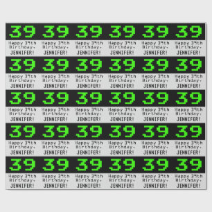 Papier Cadeau 39e anniversaire - Nerdy / Geeky Style "39" et nom
