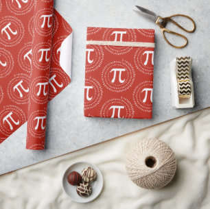Papier Cadeau 3.14 Jour du Pi Rouge Spiral Numéro Pi
