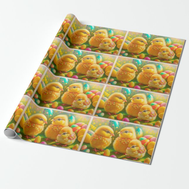 Papier Cadeau 3 Collection de poulet de Pâques (Déroulé)