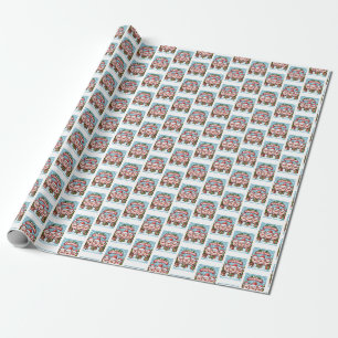 Papier Cadeau 3 petits cochons de Noël Joyeux Noël