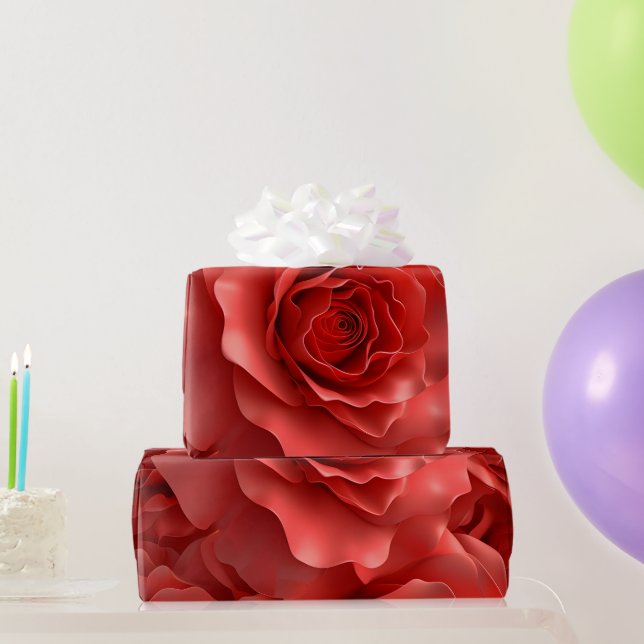 Papier Cadeau 3D Red Roses Motif sans couture Saint Valentin (Cadeaux de fête)