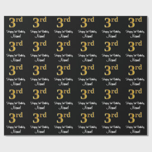 Papier Cadeau 3e anniversaire : Elégant luxe Faux Gold Look #