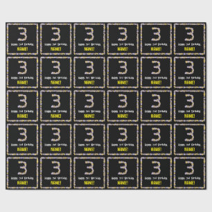 Papier Cadeau 3e anniversaire : Floral Flowers Numéro, Nom perso