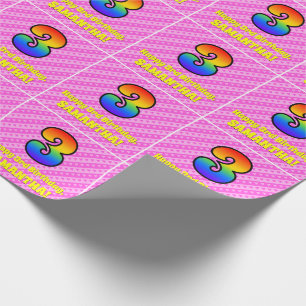 Papier Cadeau 3e anniversaire : Pink Stripes & Hearts, Rainbow #