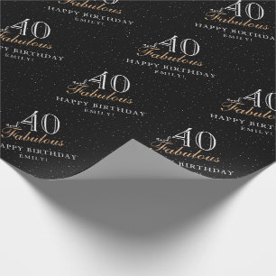 Papier Cadeau 40 et fabuleux Black moderne 40e anniversaire