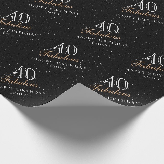 Papier Cadeau 40 et fabuleux Black moderne 40e anniversaire (Coin)
