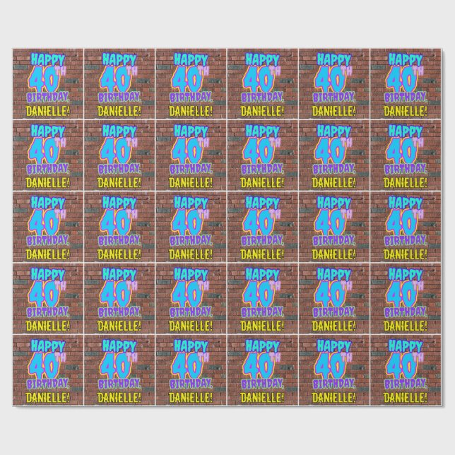 Papier Cadeau 40e anniversaire : Amusant, Graffiti urbain inspir (Plat)