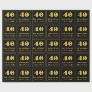 Papier Cadeau 40e anniversaire - Art Déco Inspiré "40" & Nom