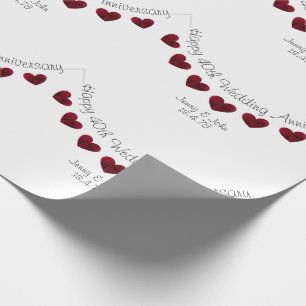 Papier Cadeau 40e anniversaire du Mariage Ruby papier personnali