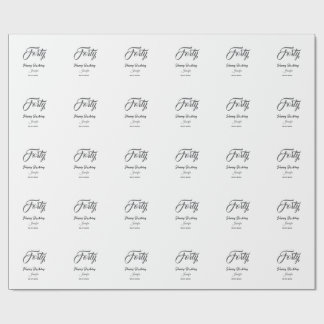 Papier Cadeau 40th forty letterbirthday add name date year gray 