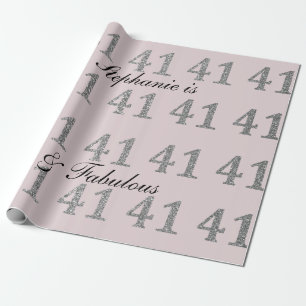 Papier Cadeau 41e anniversaire Nom personnalisé Parties scintill