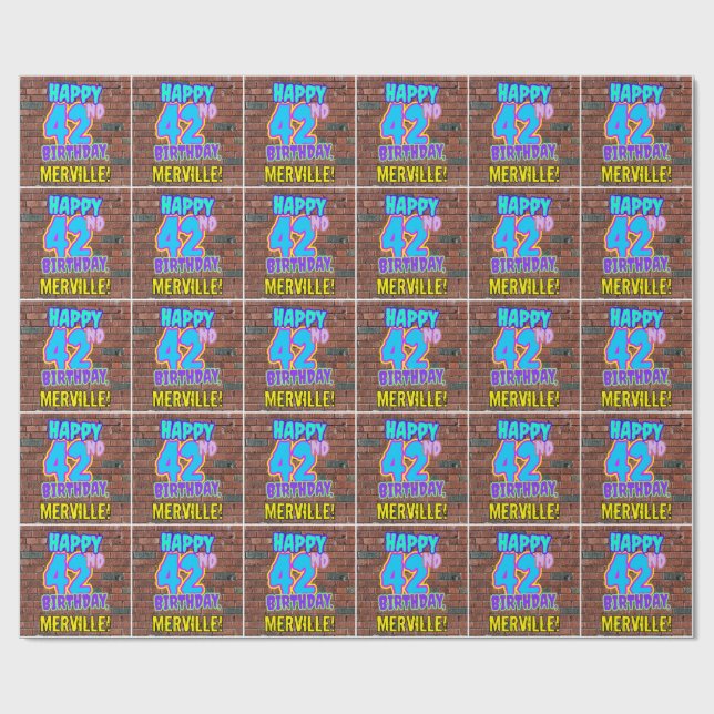 Papier Cadeau 42e anniversaire : Amusant, Graffiti urbain inspir (Plat)