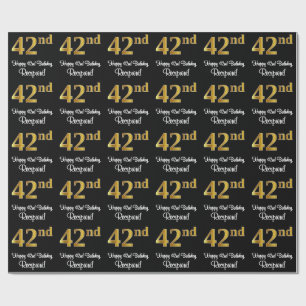 Papier Cadeau 42e anniversaire : Elégant luxe Faux Gold Look #