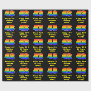 Papier Cadeau 43e anniversaire : Amusant, coloré arc-en-ciel ins