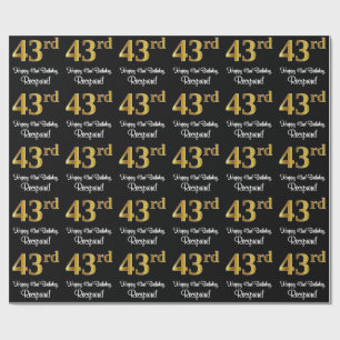 Papier Cadeau 43e anniversaire : Elégant luxe Faux Gold Look #