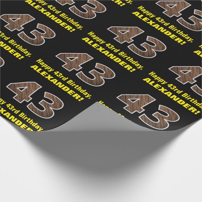 Papier Cadeau 43e anniversaire : Nom et Faux Motif de grains de  (Coin)