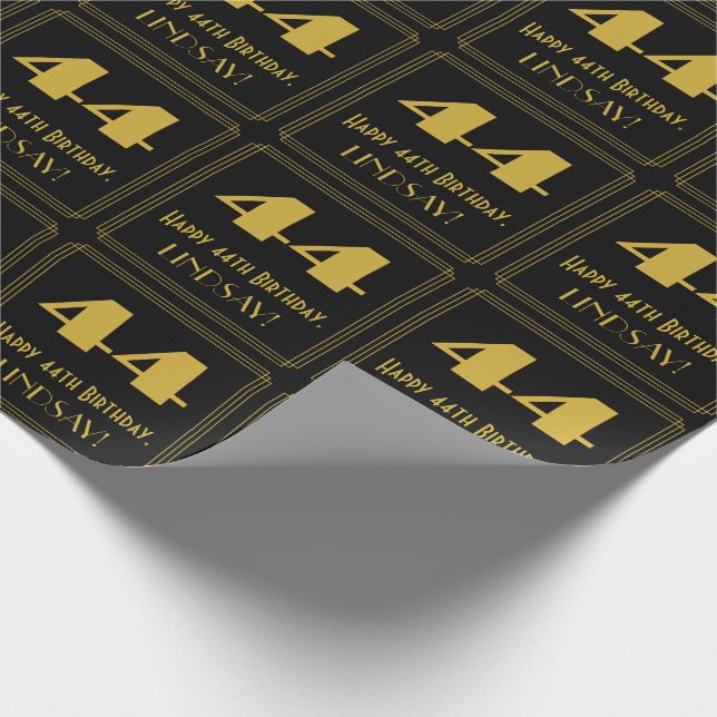 Papier Cadeau 44e anniversaire - Art Déco Inspiré Look "44" & No (Coin)
