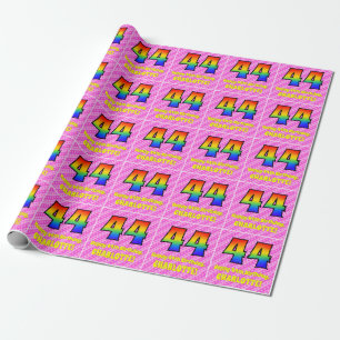 Papier Cadeau 44e anniversaire : Pink Stripes & Hearts, Arc en c