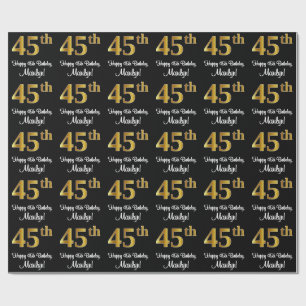 Papier Cadeau 45e anniversaire : Elégant luxe Faux Gold Look #