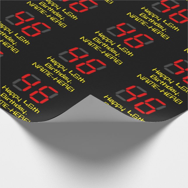 Papier Cadeau 46ème anniversaire : Rouge Digital Horloge Style " (Coin)