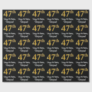 Papier Cadeau 47e anniversaire : Elégant luxe Faux Gold Look #