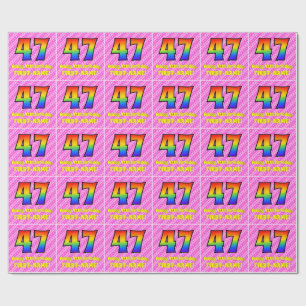 Papier Cadeau 47e anniversaire : Pink Stripes & Hearts, Arc en c