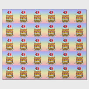 Papier Cadeau 48e anniversaire : Fun Cake and Candles + Nom pers
