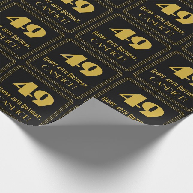 Papier Cadeau 49e anniversaire - Art Déco Inspiré Look "49" & No (Coin)