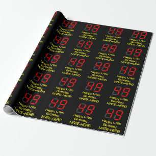 Papier Cadeau 49ème anniversaire : Rouge Digital Horloge Style "