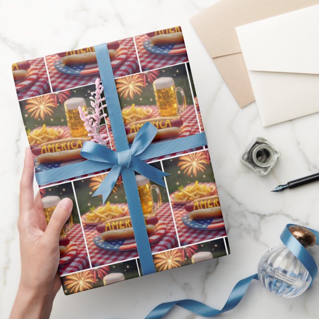 Papier Cadeau 4 juillet américain Hot Dog (Cadeaux)