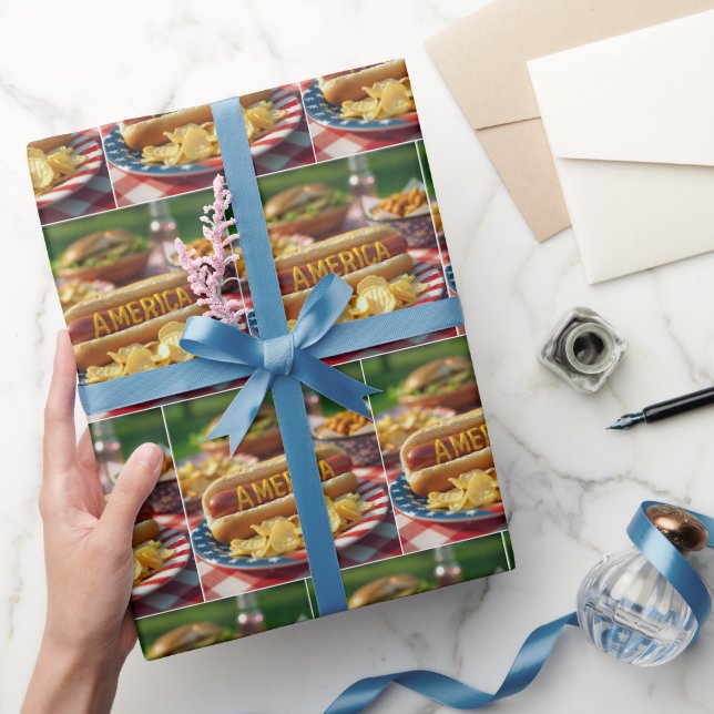 Papier Cadeau 4 juillet américain Hot Dog (Cadeaux)