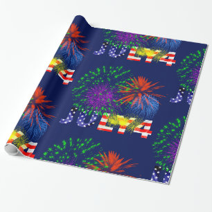 Papier Cadeau 4 juillet feux