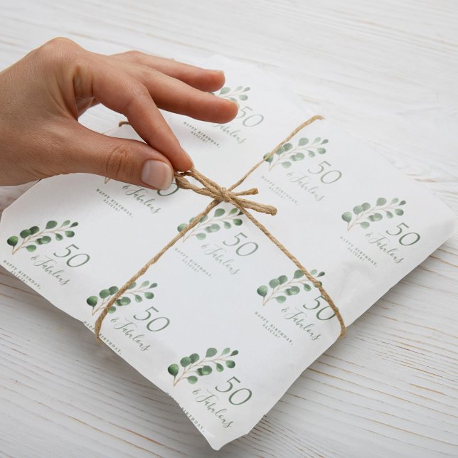 Papier Cadeau 50 et fabuleux anniversaire de sauge verte eucalyp (Créateur téléchargé)