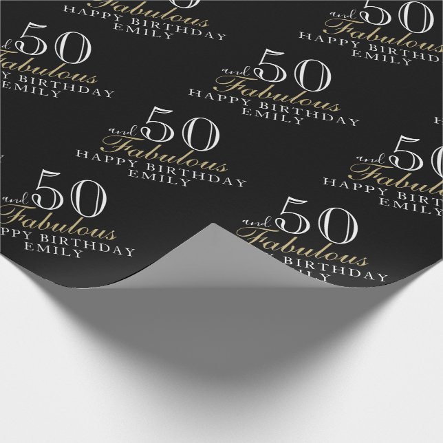 Papier Cadeau 50 et fabuleux Elegant Black 50e anniversaire (Coin)