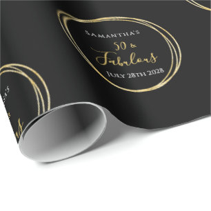 Papier Cadeau 50e anniversaire 50 et Fabulous Black Gold Anniver