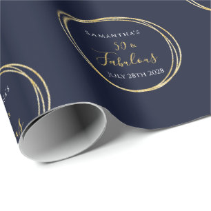 Papier Cadeau 50e anniversaire 50 et Fabulous Marine Gold Birthd
