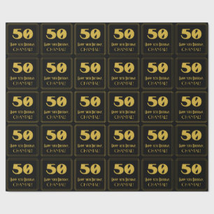 Papier Cadeau 50e Anniversaire – Apparence inspirée d'Art Déco "
