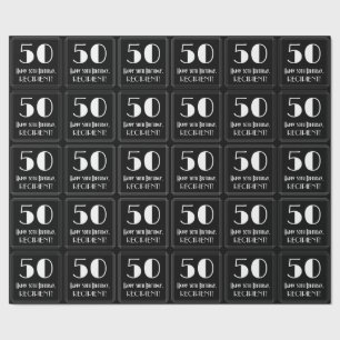 Papier Cadeau 50e anniversaire - Art Déco Inspiré "50", Nom