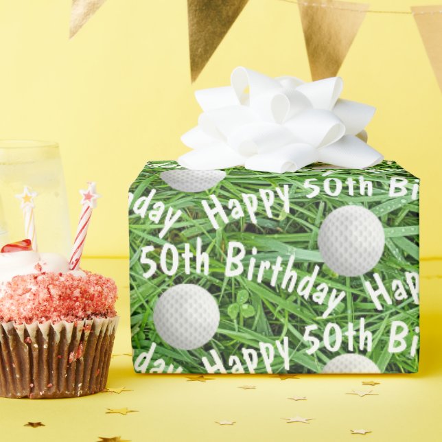 Papier Cadeau 50e anniversaire Ballons de golf sur papier d'enve (Fête d'anniversaire)