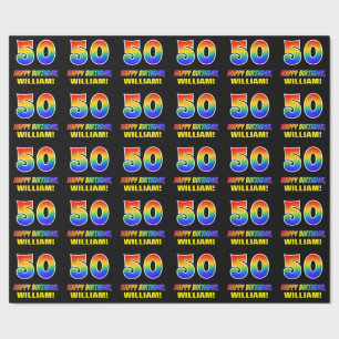 Papier Cadeau 50e anniversaire : Bold, amusant, simple, arc-en-c