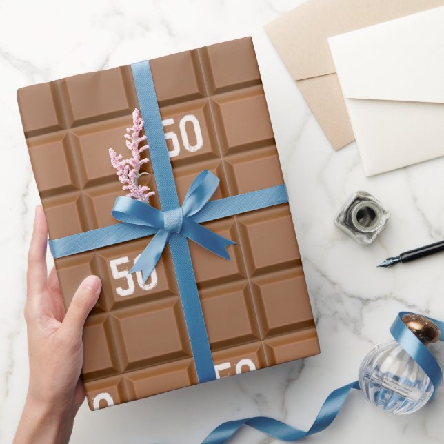 Papier Cadeau 50e anniversaire Chocolat Barre à sucreries Papier (Cadeaux)