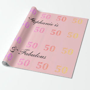 Papier Cadeau 50e anniversaire Cinquante Fabuleux nom Parties sc
