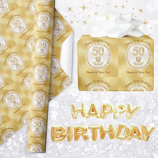 Papier Cadeau 50e Anniversaire de papier d'enveloppement, pour e (Créateur téléchargé)