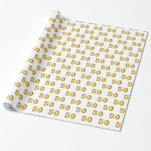 Papier Cadeau 50e Anniversaire d'or Papier d'enveloppement