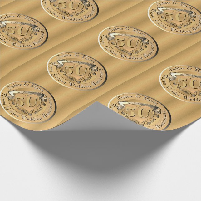 Papier Cadeau 50e anniversaire du Mariage médaille d'or papier d (Coin)