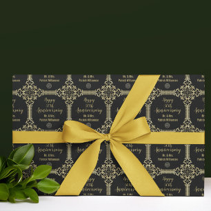 Papier Cadeau 50e anniversaire du Mariage monographie Art déco